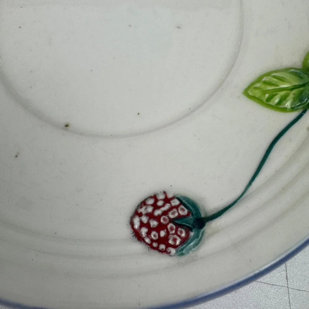 Vtg Strawberry Cup Saucer Ceramic Coffee Tea‎ Set Berry Cottagecore Kitchen